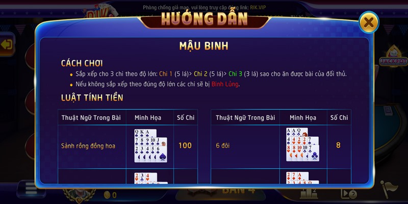 Quy định về những quân bài trong mậu binh Rikvip